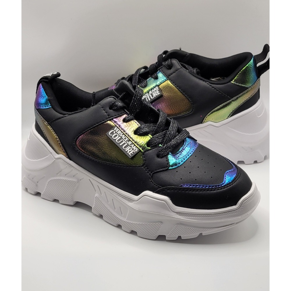 Multicolored Leather Versace Jeans Couture Lace Up Platform Sneakers Size 5